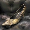 LFGJ 0346 金属色尖头细跟水钻蝴蝶结单鞋女 商品缩略图0