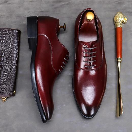 【服饰鞋包】头层牛皮男士商务皮鞋大码系带低帮牛皮手工男式正装单鞋 商品图2