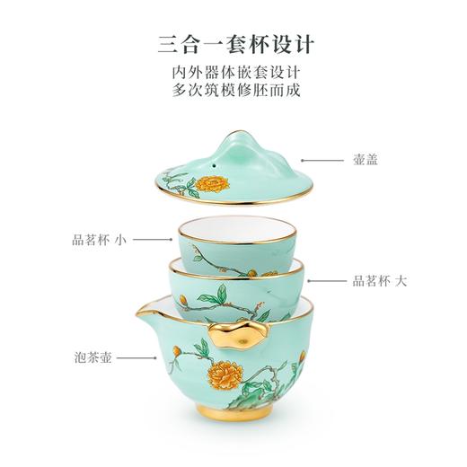 玛戈隆特 一壶两杯便携式旅行茶具套装陶瓷家用随身泡茶壶功夫茶具 山水同光 商品图2