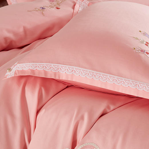 利路米60支长绒棉纯真粉色绣花四件套 商品图3