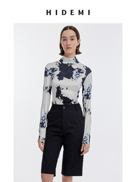 HIDEMI 蓝色印花特殊涂层棉三件套 衬衫/衬衫裙/弹力打底上衣 商品图13
