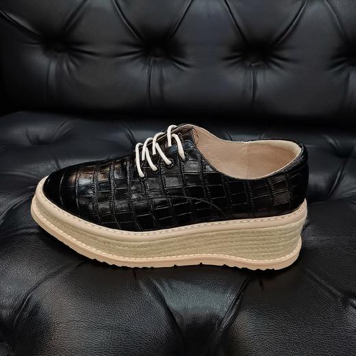 LFGJ 8402 松糕厚底牛津编织单鞋增高女鞋坡跟 真皮小皮鞋 商品图7