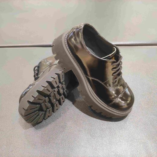 lFGJ 6127松糕厚底增高英伦风百搭黑色小皮鞋女新款系带单鞋 商品图2