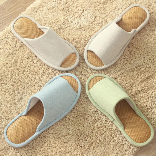 老米优品 /m*ji代工， 舒适度与颜值并存的家居拖鞋！凉席底设计敲级凉快！日式拖鞋 夏季家居地板防水拖鞋，下班回家解放双脚一定要买它！ 商品图1