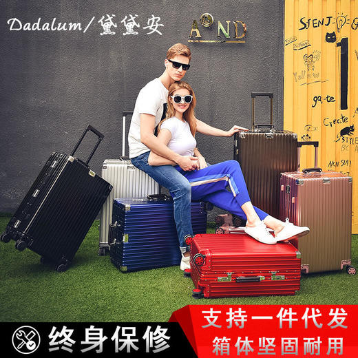 【黛黛安}黛黛安复古全铝镁合金拉杆箱商务行李箱男20寸万向轮24寸旅行箱登机箱 商品图0