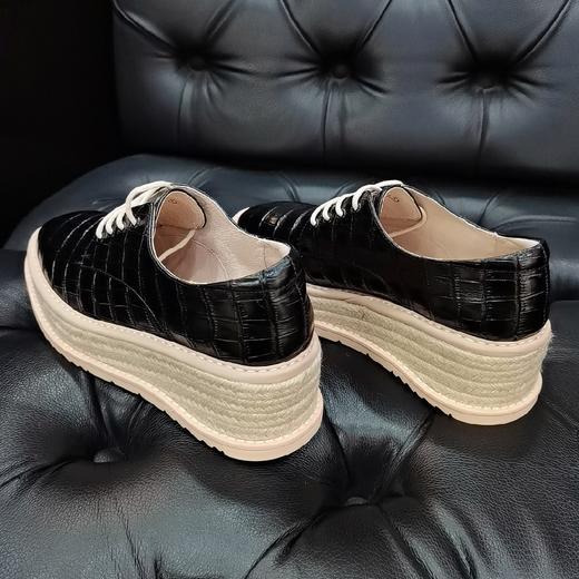 LFGJ 8402 松糕厚底牛津编织单鞋增高女鞋坡跟 真皮小皮鞋 商品图9