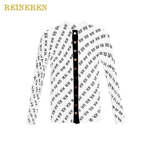 R字母印花后背撞色金扣打底针织上衣 商品图2