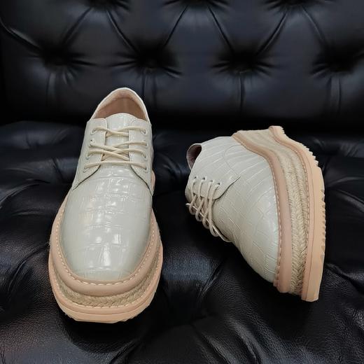 LFGJ 8402 松糕厚底牛津编织单鞋增高女鞋坡跟 真皮小皮鞋 商品图4