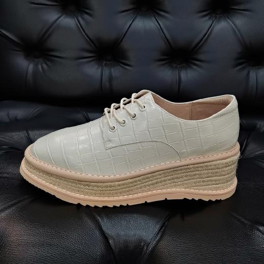 LFGJ 8402 松糕厚底牛津编织单鞋增高女鞋坡跟 真皮小皮鞋 商品图1