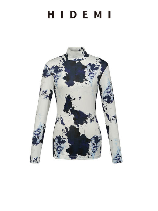 HIDEMI 蓝色印花特殊涂层棉三件套 衬衫/衬衫裙/弹力打底上衣 商品图3