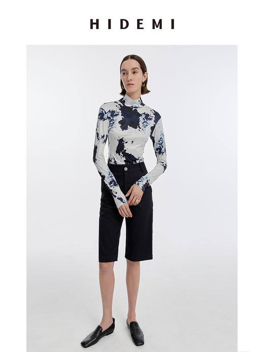 HIDEMI 蓝色印花特殊涂层棉三件套 衬衫/衬衫裙/弹力打底上衣 商品图14