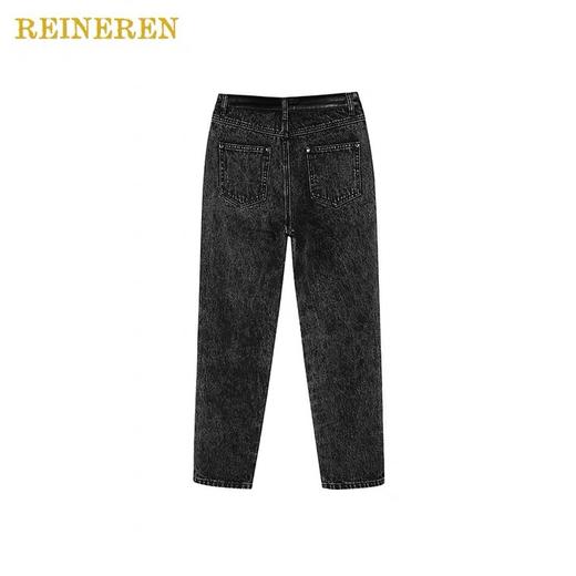 炒雪花腰部拼皮牛仔裤 商品图1