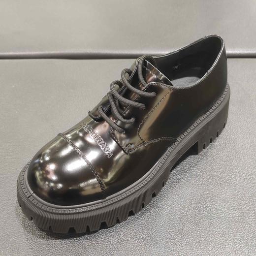 lFGJ 6127松糕厚底增高英伦风百搭黑色小皮鞋女新款系带单鞋 商品图0