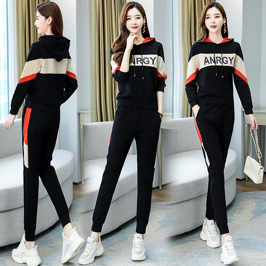 HR  ZWYR2027简约时尚个性撞色连帽休闲两件套 商品图2