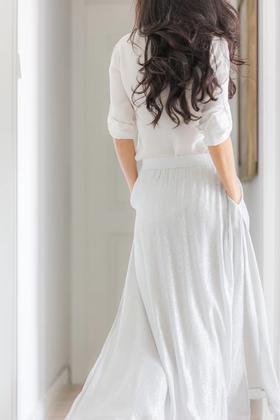 CG｜Garter Lurex slim long maxi skirt [松紧腰修身半身长裙 亮丝]