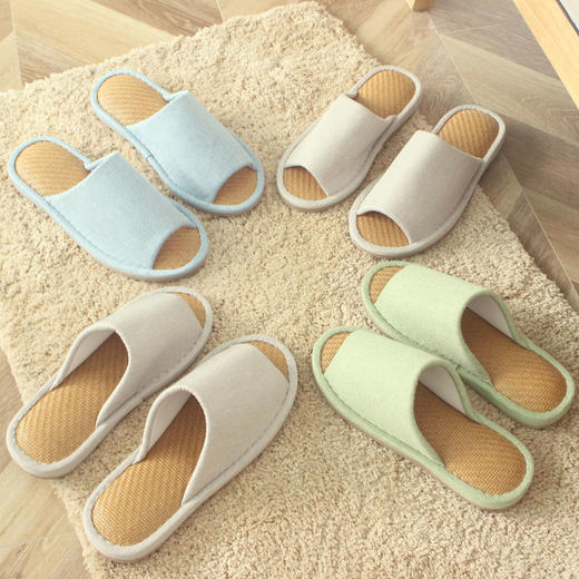 老米优品 /m*ji代工， 舒适度与颜值并存的家居拖鞋！凉席底设计敲级凉快！日式拖鞋 夏季家居地板防水拖鞋，下班回家解放双脚一定要买它！ 商品图0