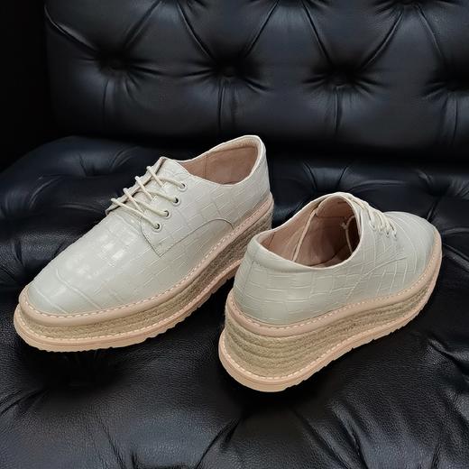 LFGJ 8402 松糕厚底牛津编织单鞋增高女鞋坡跟 真皮小皮鞋 商品图2