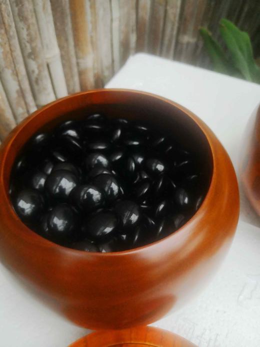 双面凸亮光砗磲黑曜石围棋配大号金丝栗木罐 商品图5