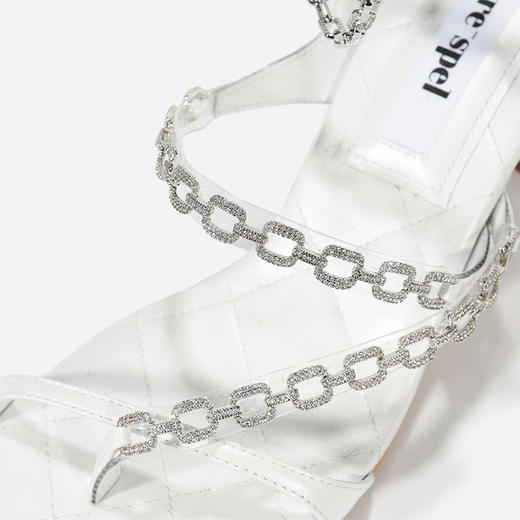 中跟钻链露趾凉鞋珠光白 商品图4