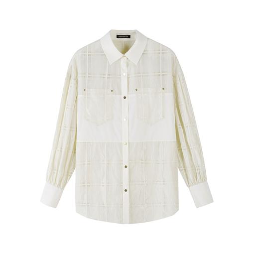 提花格纹长袖衬衫 商品图0