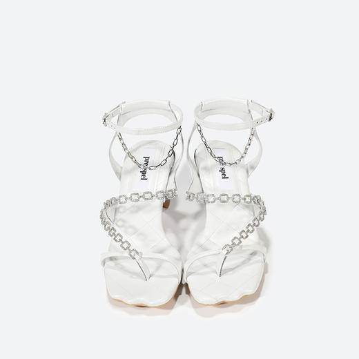 中跟钻链露趾凉鞋珠光白 商品图3