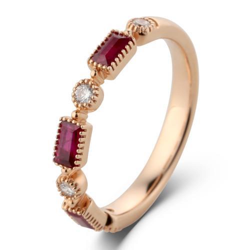 Half&Half(Half&Half) 18K金 红宝石配钻石 戒指 玫瑰金色 55号 商品图0