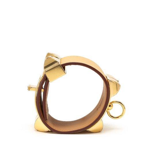 HERMES(爱马仕)金色CDC棕色皮质宽版手镯 商品图1
