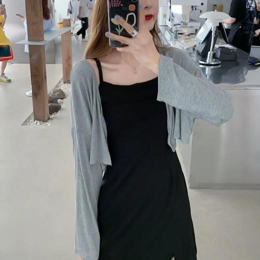 新款性感吊带小黑裙套装女韩版显瘦长袖短款半身裙女连衣裙套装连衣裙女装服饰出游七夕情人节 商品图2