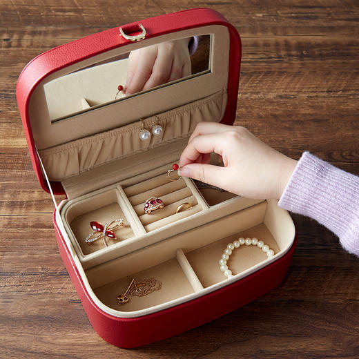 【多样屋专柜】荔枝纹首饰盒/中/红 商品图7