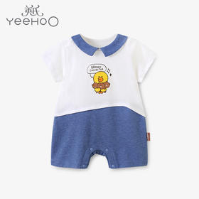 英氏婴儿短袖连体衣宝宝哈衣拼接卡通哈衣可爱爬服YRHBJ21601A01