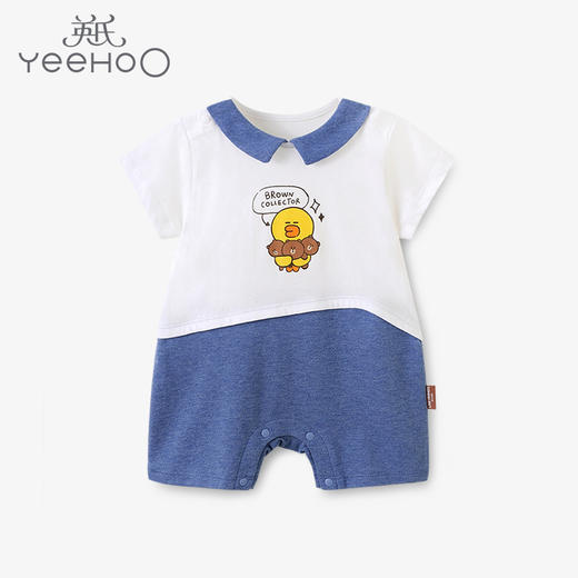 英氏婴儿短袖连体衣宝宝哈衣拼接卡通哈衣可爱爬服YRHBJ21601A01 商品图0