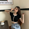 2021夏季新款ins露脐短款冰丝针织修身开衫简约短袖上衣女潮服饰女装出游清凉上衣七夕情人节 商品缩略图2