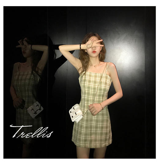 2022春夏季新款韩版牛油果绿色连衣裙女chic温柔吊带裙短款仙女 商品图4