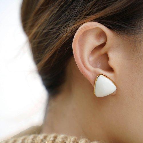 QueenT Shop(QueenT Shop) MS2中号三角形(平面)耳钉 白 均码【瑕疵折扣】 商品图1