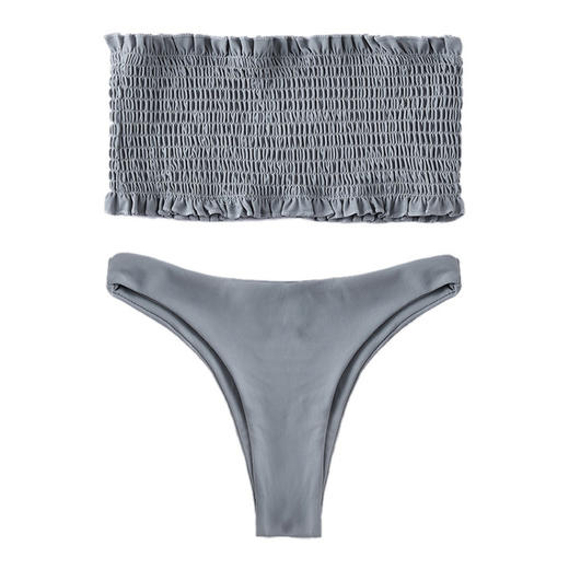 【泳衣】*新款泳装花朵印花抹胸复古分体式打褶比基尼BIKINI泳衣 商品图3