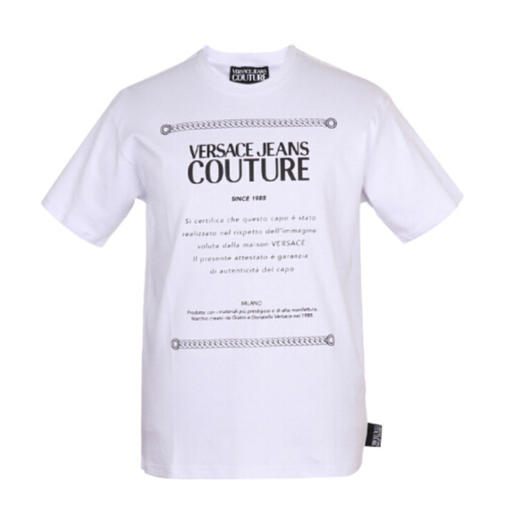VERSACE JEANS 范思哲 男士白色棉质LOGO短袖T恤 B3GUA7TF 30171 003 商品图0