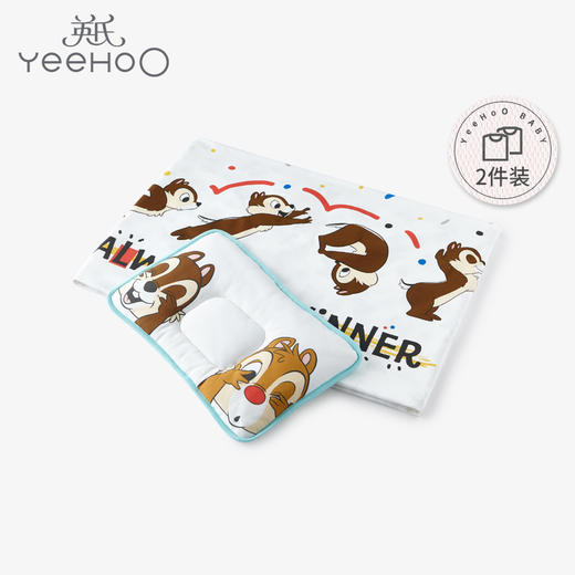 英氏婴儿春夏季薄款小被子定型枕2件套装空调盖被YEBZJ11003A01 商品图0