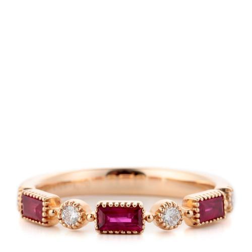 Half&Half(Half&Half) 18K金 红宝石配钻石 戒指 玫瑰金色 55号 商品图1