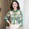 PDD-JJBFS210329新款时尚洋气翻领长袖仿真丝印花衬衣 商品缩略图3
