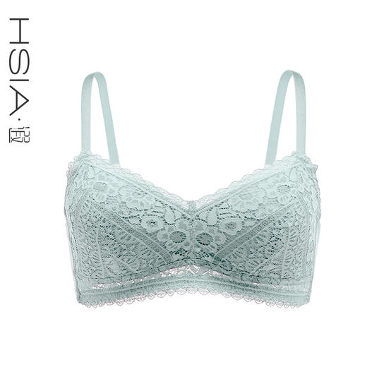 HSIA遐 内衣女无钢圈薄款全罩杯香榭落叶红色防露点大胸显小文胸 商品图2