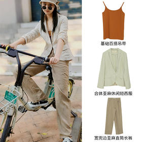 合体亚麻休闲短西服211SY025