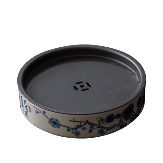 茶香记 景德镇手作 手绘青花干泡台 壶承 岁寒三友  仿古泥 老味足 温厚 雅致 商品图4