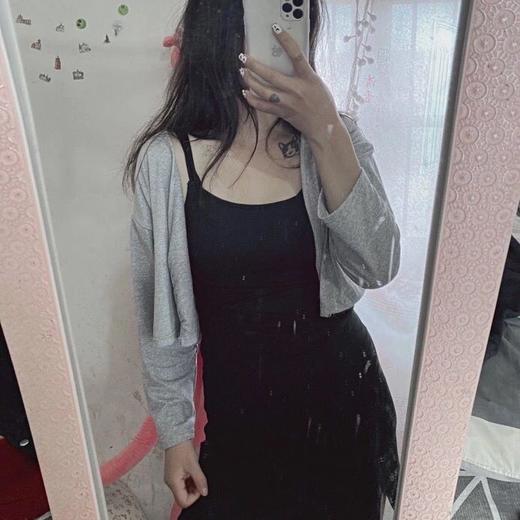 新款性感吊带小黑裙套装女韩版显瘦长袖短款半身裙女连衣裙套装连衣裙女装服饰出游七夕情人节 商品图1