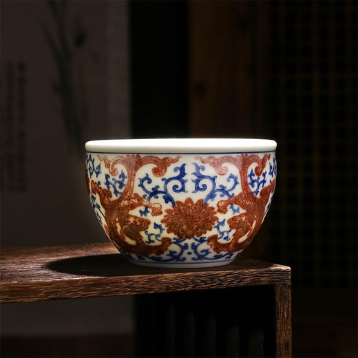 青花釉里红赤龙缸杯 商品图1