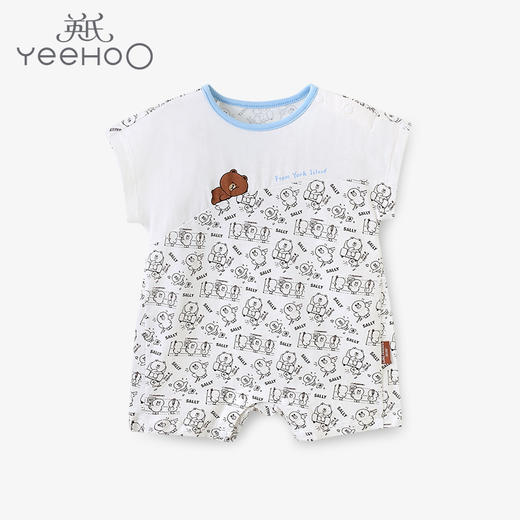 英氏婴儿短哈连体衣宝宝纯棉爬服夏款卡通连体哈衣YRHBJ21602A01 商品图0