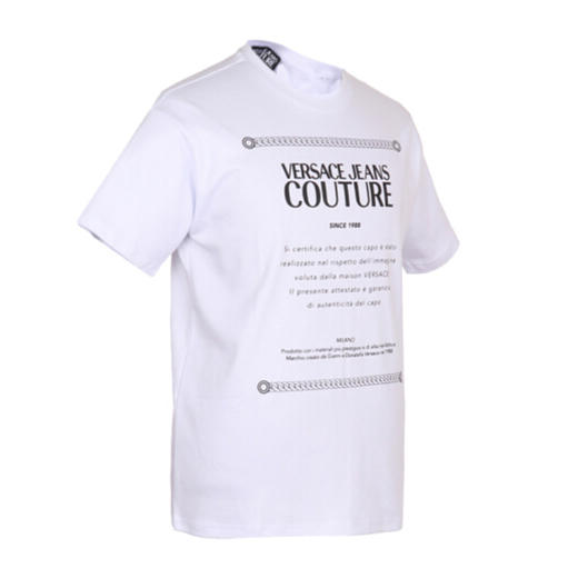 VERSACE JEANS 范思哲 男士白色棉质LOGO短袖T恤 B3GUA7TF 30171 003 商品图1