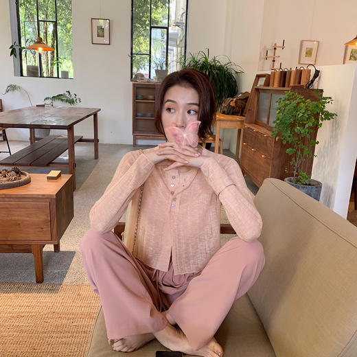 流绪微梦~气质圆领竖纹针织衫 防晒小开衫外套女薄款 商品图2