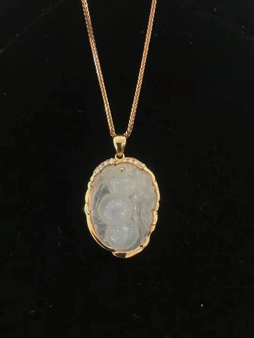 5F JADE吉祥灵玉 18k镶嵌四季豆翡翠吊坠 商品图0