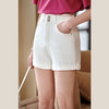 欧芮儿白色牛仔短裤女2021春夏新款高腰修身包臀直筒卷边休闲裤 商品缩略图0