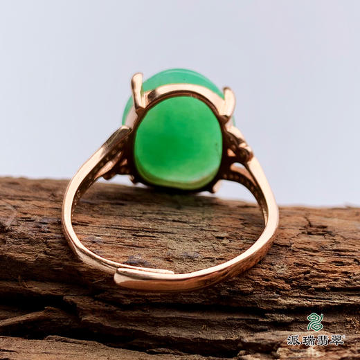 派瑞翡翠 翡翠戒面 糯种 绿色 商品图3